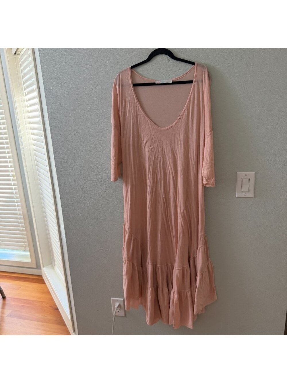 Free People Beach Sun Seeker Maxi Dress Pink MEDIUM Cotton Semi Sheer